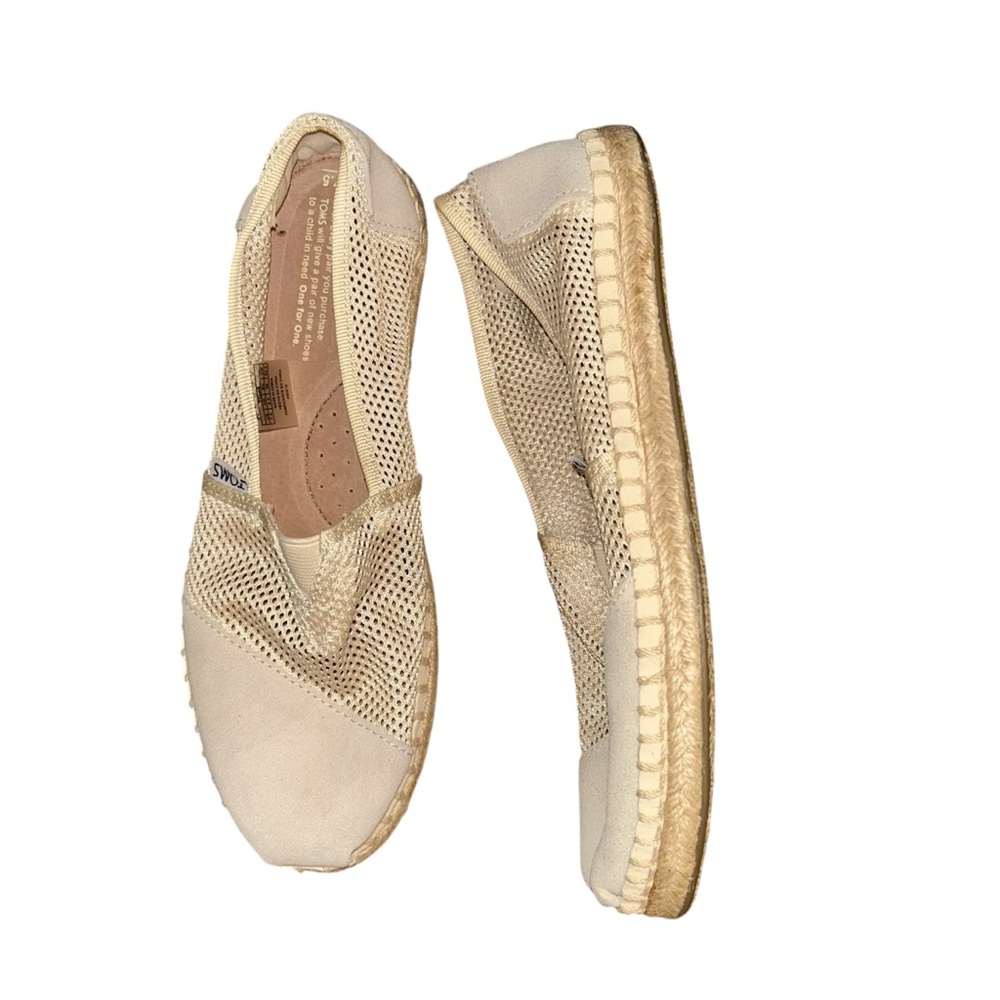 TOMS Beige Mesh Espadrille Slip-On Flats Women’s 7.5